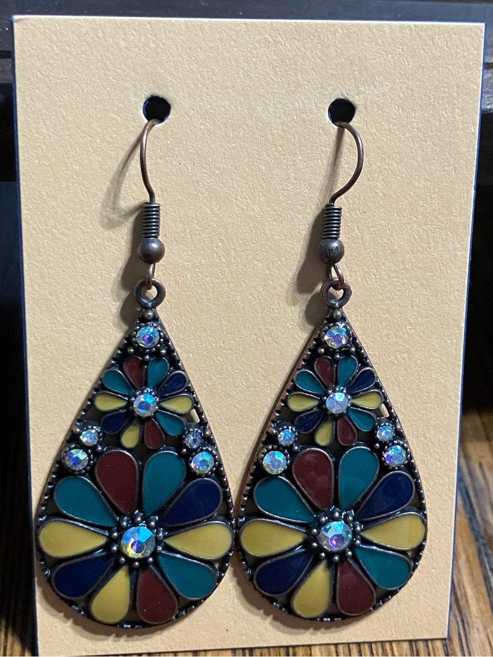 Multicolor Teardrop Flower Earrings